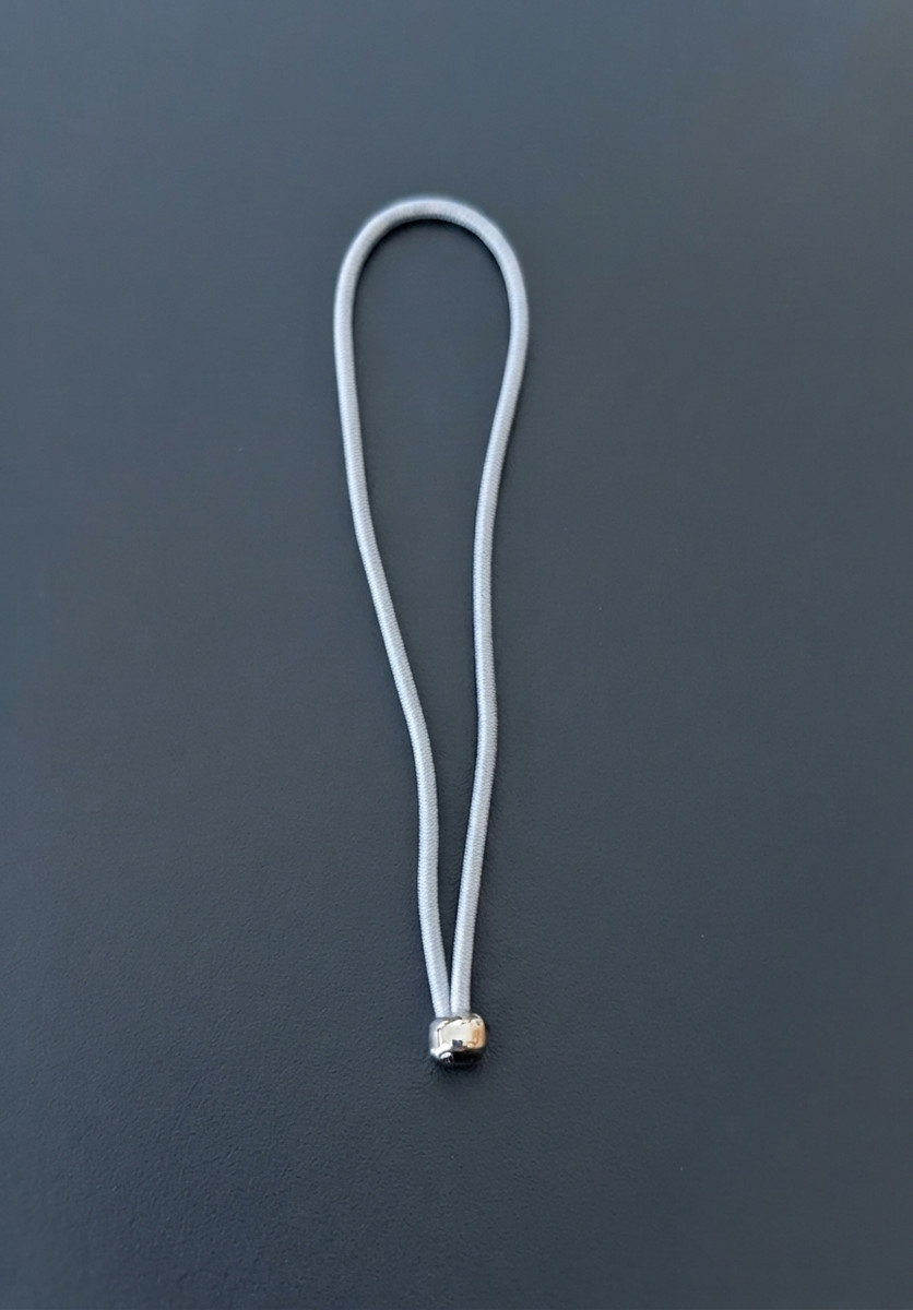 Light gray Elastic loop with ball, 3 inches long