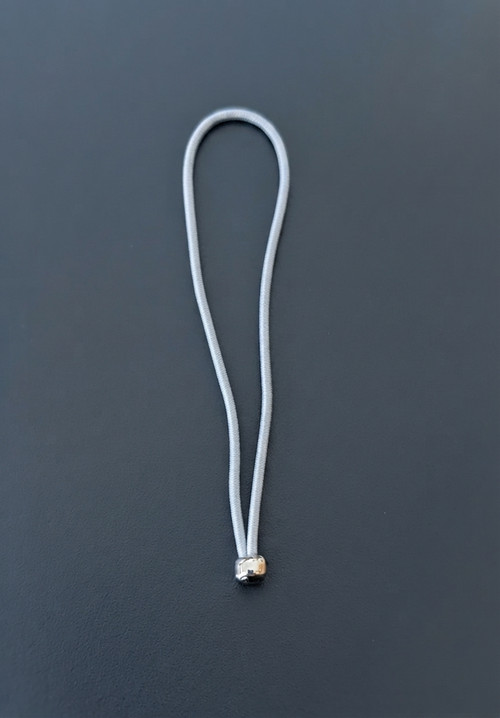 Light gray Elastic loop with ball, 3 inches long