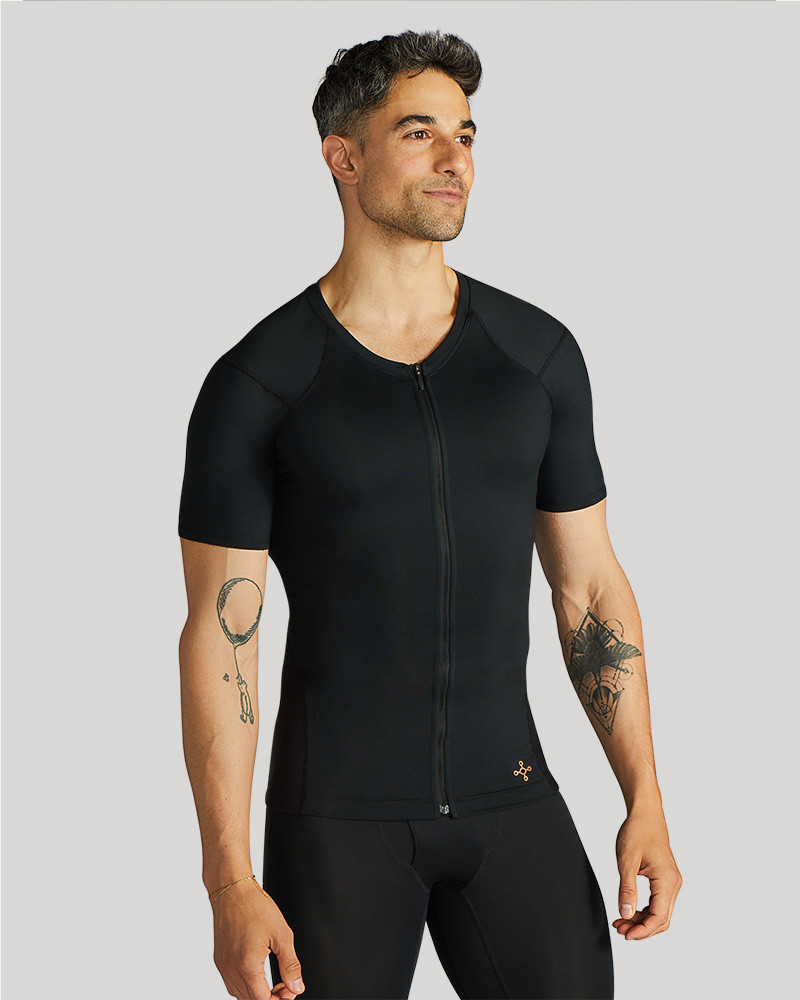 Short Sleeve Compression Shirt Men's Lower Back Support Shirt