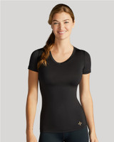 Black - V-Neck Compression Shirt | Women's Short Sleeve