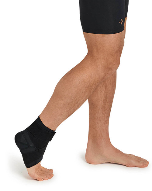 Black with TC Tonal Stitch - Men's Pro-Grade Adjustable Support Compression Ankle Sleeve
