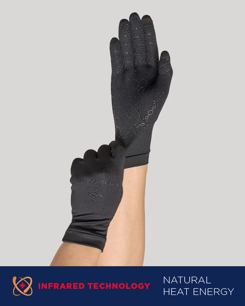 Black - Women's Core Compression Infrared Full Finger Gloves