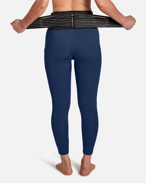 Navy - Women's Pro-Grade Lower Back Support Leggings with Adjustable Straps