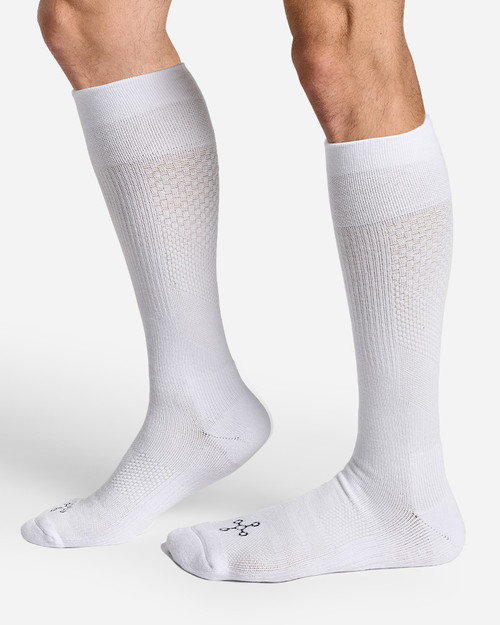 White - Easy-On Compression Socks | Men's Over the Calf