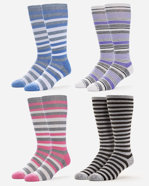 Grey White Grey Black - Women's 4-Pack UltraTemp Over The Calf Compression Socks