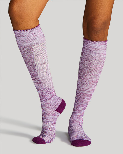 Purple Heather - Easy-On Compression Socks with Infrared | Women's Over the Calf