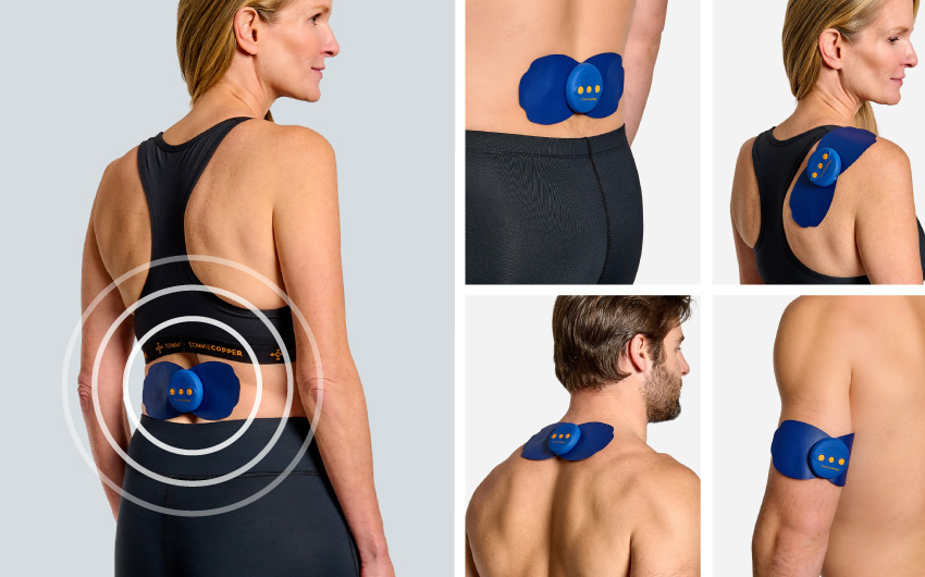 Men and women using the Tommie Copper TENS Therapy Device for pain.