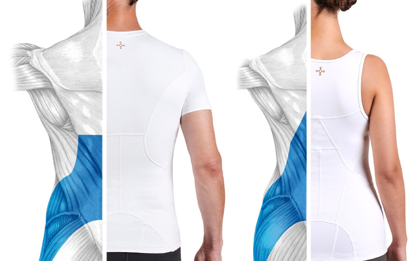 A man and a woman wearing white Lower Back Support Tops.