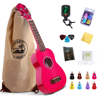 Soprano Ukulele 21 inch Mahogany Uke,Mini Kids Guitar Hawaiian ukeleles Instrument Starter Kit ukalalee for Beginner Music(Pink)