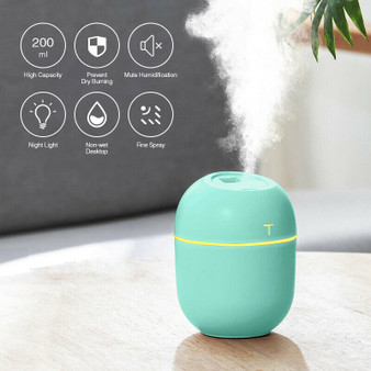 Air Humidifier Mini Ultrasonic USB Essential Oil Diffuser Car Purifier Aroma Anion Mist Maker for Home Car with LED Night Lamp