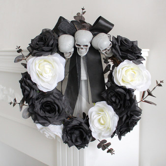 Halloween Home Ghost Door Hanging Skull Rose Rattan Wreath Wreath Haunted House Horror Party Decorations(D0101H90QIA.)