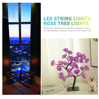 Best-selling Detachable Plastic Base USB Switch LED Simulation Rose Tree Lamp Home Decoration Night Light(D0101HI3A1A.)