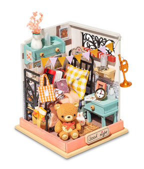 Robotime DIY Wooden Miniature Dollhouse Handmade Doll House Toys for Girls Kids Birthday Gift Little & Warm Space