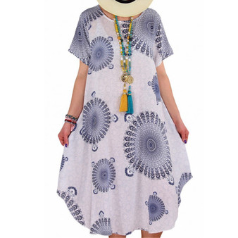 summer women's fashion new irregular dot print short-sleeved dress