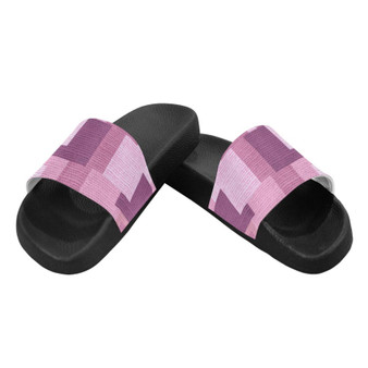 Flip-Flop Sandals, Pink Grid Style Womens Slides