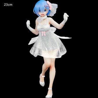 Brand New Anime Rem: A Life In Another World From Scratch Rem Wedding Dress Crystal Girl Doll PVC Movable Doll Collectible Toy