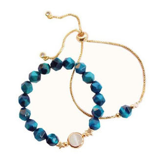 Blue Irregular Stone Stars Womens Layer Chain Bracelet Charm Bracelet Link Bracelet