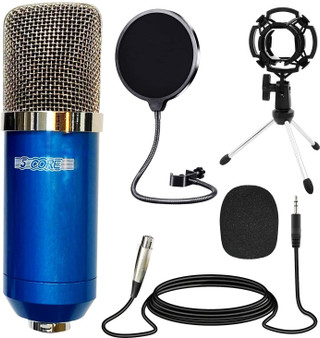 XLR Microphone Condenser Mic for Computer PC Gaming, Podcast Desktop Tripod Stand Kit for Streaming, Recording, Vocals, Voice, Cardioids Studio Microphone 5 Core RM 7 BLU