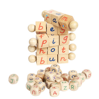 Wooden Montessori Phonetic Cubes Reading Blocks, Kindergarten Educational Learning Toys (40 Pcs per order)
