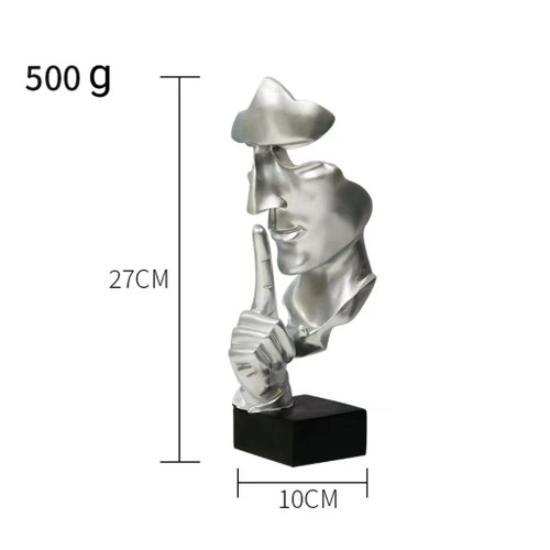 Creative Home Decoration European Resin Crafts Silence Is Gold Abstract Sculpture Decoration Living Room Office Desktop Decoration(D0101H2GNZA.)