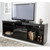 71 Inch Wooden TV Stand with Open Compartments and Sliding Door; Black; DunaWest