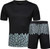 Men's Casual Crack Pattern Suits Fashion Short Sleeve T-Shirt And Shorts Loose Two-Piece Sets