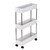 3 Tier Slim Storage Cart Mobile Shelving Unit Organizer Slide Out Storage Rolling Utility Cart Tower Rack for Kitchen Bathroom Laundry Narrow Places, Plastic & Stainless Steel, White