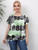 Plus Size Casual T-shirt; Women's Plus Colorful Geometric Print Short Sleeve Round Neck Medium Stretch T-shirt