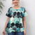 Plus Size Casual T-shirt; Women's Plus Colorful Geometric Print Short Sleeve Round Neck Medium Stretch T-shirt