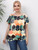 Plus Size Casual T-shirt; Women's Plus Colorful Geometric Print Short Sleeve Round Neck Medium Stretch T-shirt