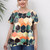 Plus Size Casual T-shirt; Women's Plus Colorful Geometric Print Short Sleeve Round Neck Medium Stretch T-shirt