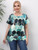 Plus Size Casual T-shirt; Women's Plus Colorful Geometric Print Short Sleeve Round Neck Medium Stretch T-shirt