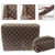 Checkered Makeup Bag;  2Pcs Travel Cosmetic Bags;  Portable Toiletry Organizer for Women;  Lightweight and Waterproof Leather Toiletries Bag for Girl Friend Wife Christmas Gifts;  Brown