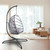 Swing Egg Chair with Stand Indoor Outdoor Wicker Rattan Patio Basket Hanging Chair with C Type bracket , with cushion and pillow Banned from selling on Amazon.(Black New arrivals within 10 days)