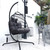 Swing Egg Chair with Stand Indoor Outdoor Wicker Rattan Patio Basket Hanging Chair with C Type bracket , with cushion and pillow Banned from selling on Amazon.(Black New arrivals within 10 days)