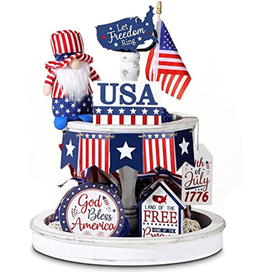 10 Pieces Tiered Tray Decor Farmhouse Mini Wood Signs