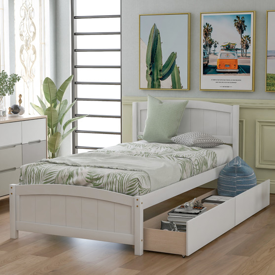 Twin size Platform Bed with Two Drawers Twin size Platform Bed with Two Drawers