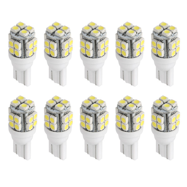 10Pcs 12V T10 LED Light Bulb Wedge Base Interior Dome Map LED Lights License Plate Trunk Side