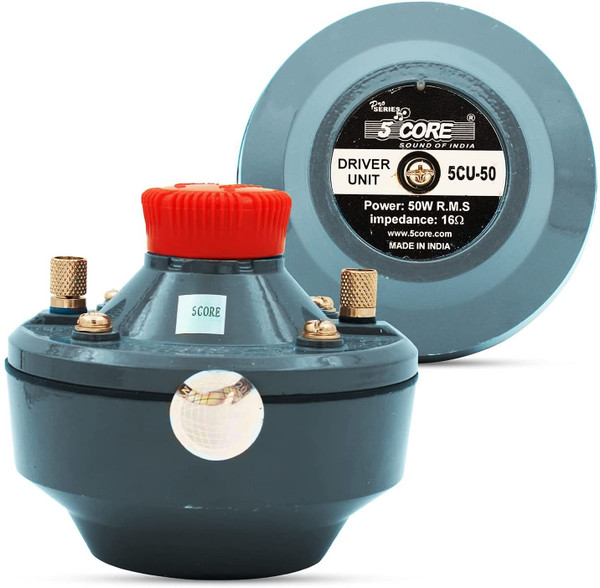 5 Core 50 Watt RMS (500W PMPO) 16 ohms Speaker Compression Driver 160Hz - 7KHz Frequency; Mid Range Tweeter Unit with Aluminium Body with Diaphragm Screw on Type (DU-50)