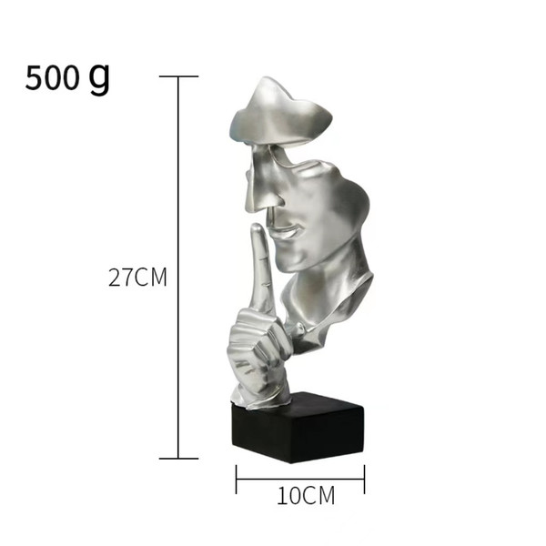 Creative Home Decoration European Resin Crafts Silence Is Gold Abstract Sculpture Decoration Living Room Office Desktop Decoration(D0101H2GNZA.)