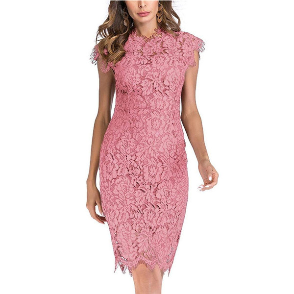 Women's Sleeveless Lace Floral Elegant Cocktail Dress