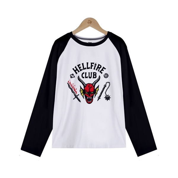 Hellfire Club Women Long Sleeve T Shirt Stranger  4 Youth Baseball Tee Summer Fashion Graphic Tee Halloween Vintage Tops