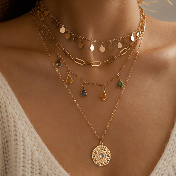 Four Layers Chain Necklace Jewelry