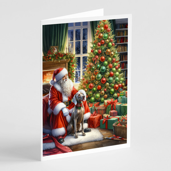 Weimaraner and Santa Claus Greeting Cards Pack of 8 Blank Cards