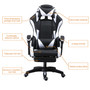 PU gaming chair, swivel recliner with adjustable backrest and seat height, high back gaming chair with footrest, office chair with 360° swivel, suitable for office or gaming PU gaming chair, swivel recliner with adjustable backrest and seat height, high back gaming chair with footrest, office chair with 360° swivel, suitable for office or gaming