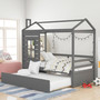 Twin Size House Bed Wood Bed with Twin Size Trundle Twin Size House Bed Wood Bed with Twin Size Trundle