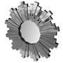 DunaWest 28 Inch Round Floating Wall Mirror with Sunburst Design Frame, Silver