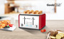 Toaster 4 Slice, Geek Chef Stainless Steel Extra-Wide Slot Toaster with Dual Control Panels of Bagel/Defrost/Cancel Function, 6 Toasting Bread Shade Settings, Removable Crumb Trays, Auto Pop-Up (Red)