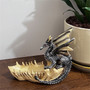 Dragon Statue Figurines - 6" Grey Medieval Dragon Decor Resin Tooth Boat Sculpture Ornaments Home Office Dragon Boat Storage(D0101HSN67G.)