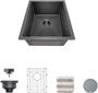 Gloss Black Ceramic Coating with NanoTek Undermount Kitchen Sink;  16 Gauge T-304 Stainless Steel Single Bowl Wet Bar or Prep Sink Gloss Black Ceramic Coating with NanoTek Undermount Kitchen Sink;  16 Gauge T-304 Stainless Steel Single Bowl Wet Bar or Prep Sink
